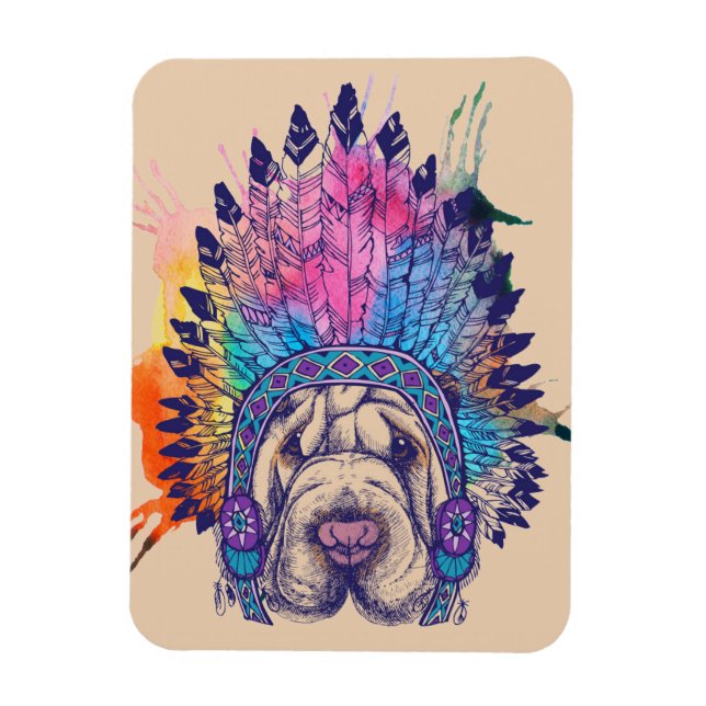 Sharpei Native Amerikanische Ureinwohner Chief Magnet (Vertikal)