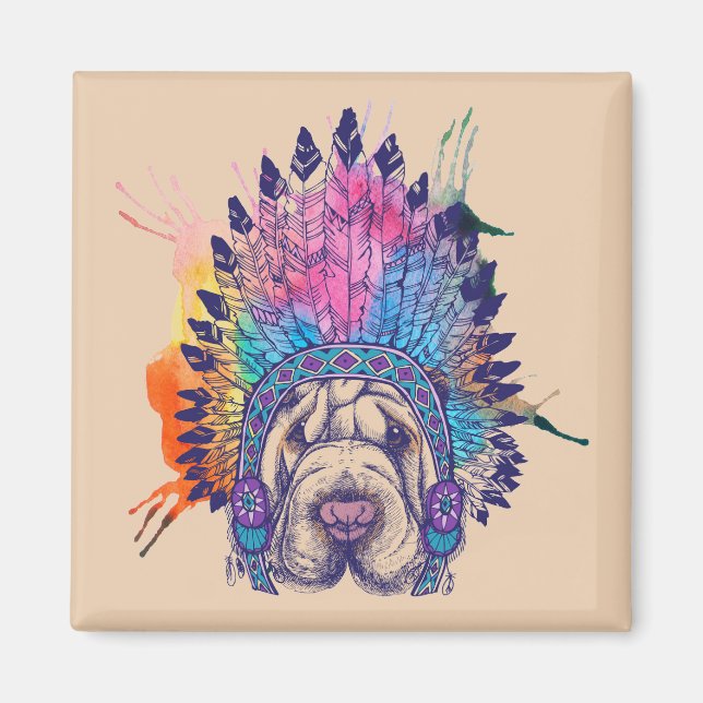 Sharpei Native Amerikanische Ureinwohner Chief Magnet (Vorne)