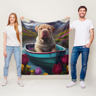Sharpei on a Paddle: Ein Landschaftliches Abenteue Fleecedecke