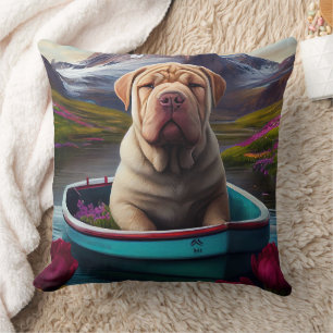 Sharpei on a Paddle: Ein Landschaftliches Abenteue Kissen