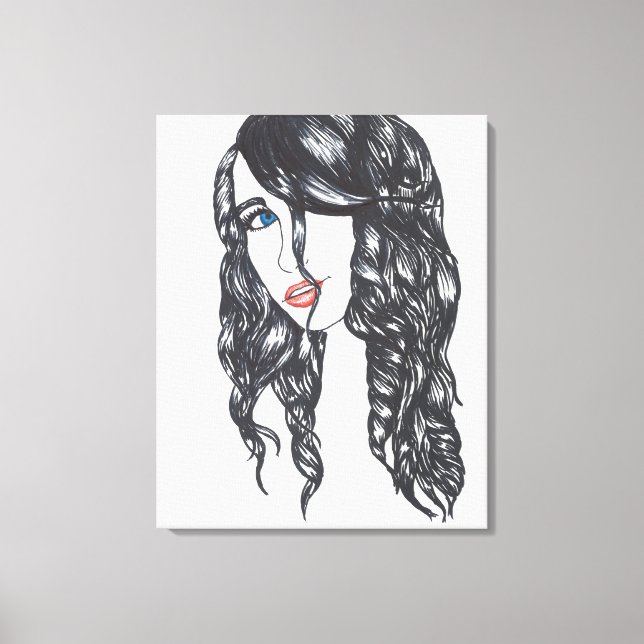 Sharpie Girl Stretched Canvas Print (Medium) Leinwanddruck (Vorderseite)