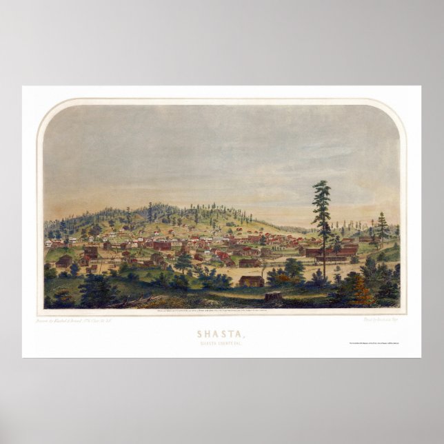 Shasta, CA Panoramic Map - 1856 Poster (Vorne)