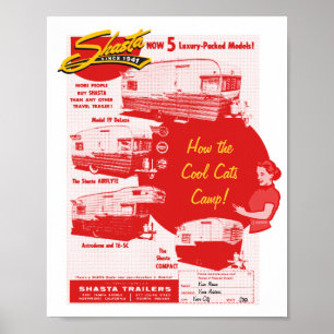 Shasta Camping Cool Cats - Vintage Werbung Poster