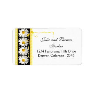 Shasta Daisy Curly Ribbon Wedding Rücksendeadresse Adressaufkleber