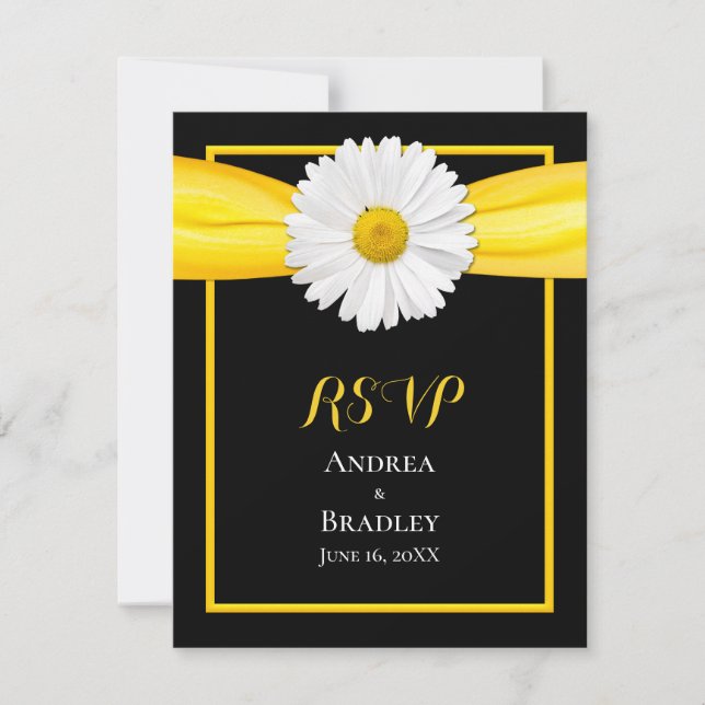 Shasta Daisy mit der Yellow Ribbon Response Card RSVP Karte (Vorderseite)