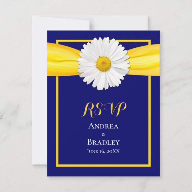 Shasta Daisy mit der Yellow Ribbon Response Card RSVP Karte (Vorderseite)