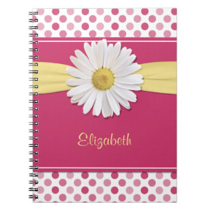 Shasta Daisy Pink Polka Dot Personalisiertes Noteb Notizblock