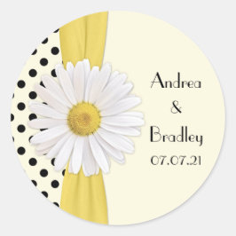 Shasta Daisy Polka Dot Personalisiert Wedding Runder Aufkleber