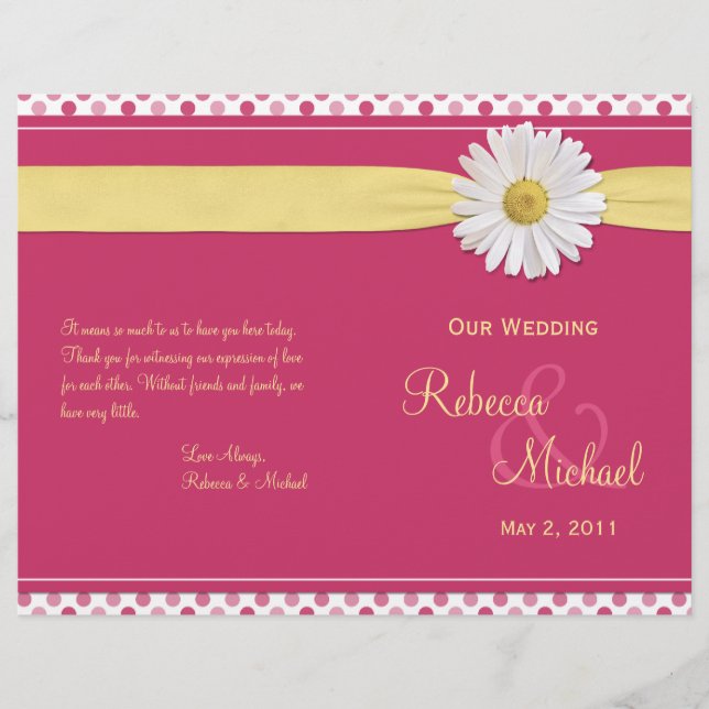 Shasta Daisy Polka Dot Wedding Program (Vorderseite)