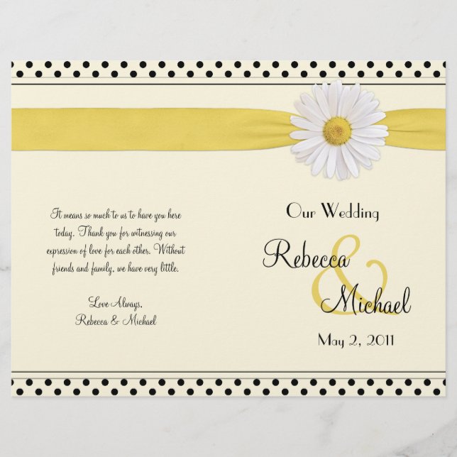 Shasta Daisy Polka Dot Wedding Program (Vorderseite)
