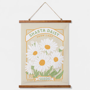 Shasta Daisy Seed Packet Hanging Tapestry Wandteppich Mit Holzrahmen