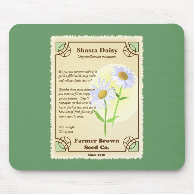 Shasta Daisy Seed Packet Mousepad (Vorne)