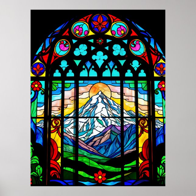 Shasta in Buntglas Poster (Vorne)