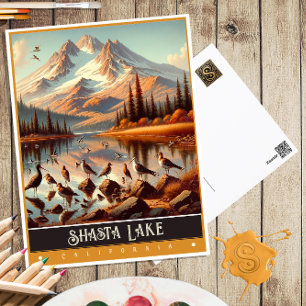 Shasta Lake, Kalifornien Vintage-Malerei Postkarte