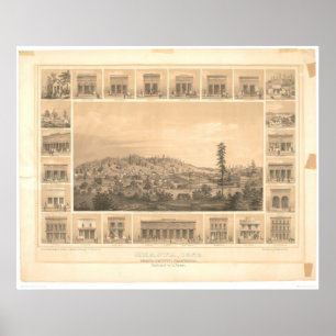 Shasta, panoramische Karte 1856 (1612A) CA Poster