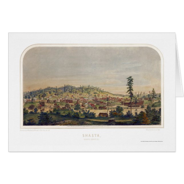 Shasta, panoramische Karte CAs - 1856 (Vorderseite (Horizontal))