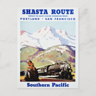Shasta Route Vintage Reiseplakat - Wiederherstellu Postkarte