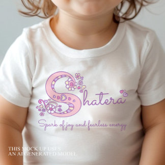 Shatera Mädchenname & Bedeutung S-Monogramm-Shirt Baby Strampler