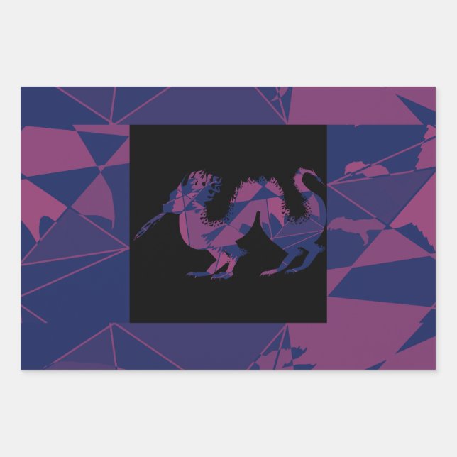 Shattered Blue Red Chinese dragon Geschenkpapier Set (Vorderseite 3)