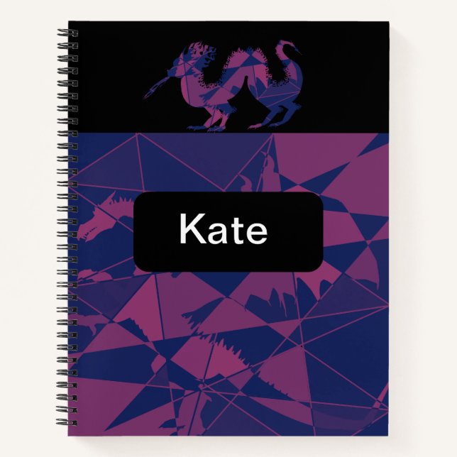 Shattered Blue Red Chinese dragon Notizbuch (Vorderseite)