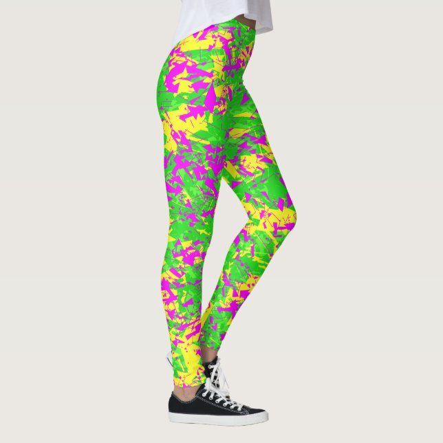 Shattered Neon Pink and Yellow Lime Leggings (Rechts)