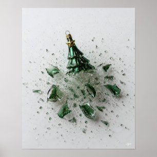 Shattering Weihnachtsbaum-Ornament von oben, stern Poster