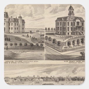 Shattuck Schule, Faribault Willis Hall, Minnesota Quadratischer Aufkleber