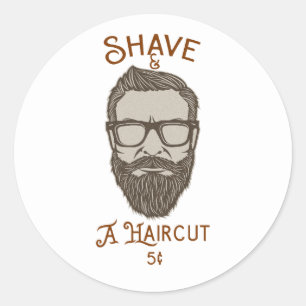 Shave & A Haircut Retro Barber Shop Graphic Type Runder Aufkleber