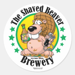 Shaved Beaver Brewery Runder Aufkleber