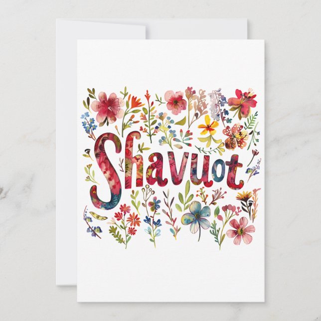 Shavuot - Blumenmuster Einladung (Vorderseite)