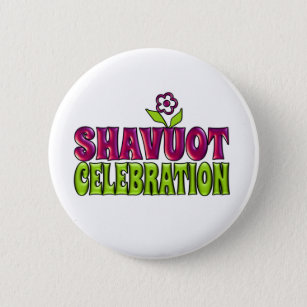 Shavuot Celebration fun Gruß mit Blume Button