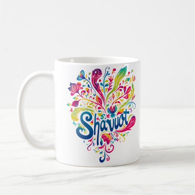 Shavuot - farbenfrohe Shavuot-Feier Kaffeetasse (Links)