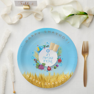 SHAVUOT Festival Jüdischer Urlaub Goldenes Feld Pappteller