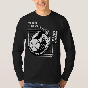 Shaw Clan Gaelic Motto Swordsman T-Shirt