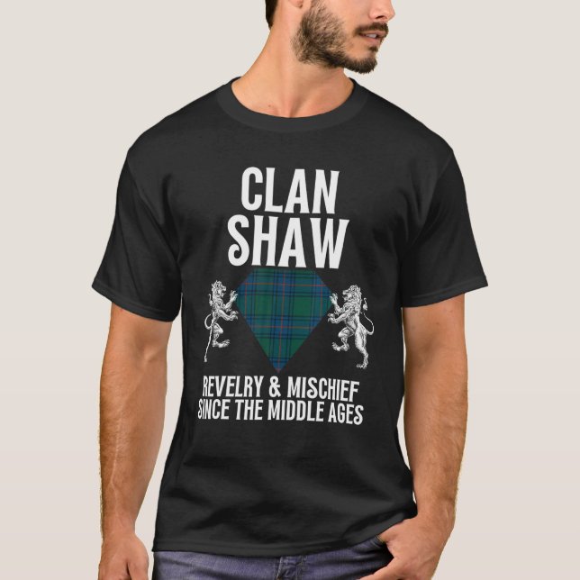Shaw Clan Scottish Name Coat Arms Tartan Family T-Shirt (Vorderseite)