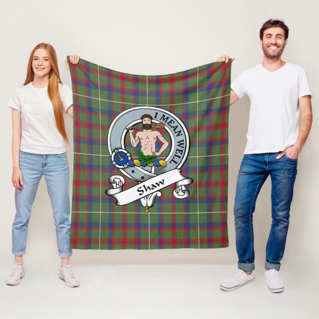 Shaw of Sauchie Green Modern Clan Abzeichen Tartan Fleecedecke (Beispiel)