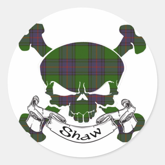 Shaw Tartan Skull Runder Aufkleber (Vorderseite)