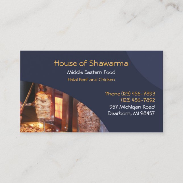 Shawarma Middle East Business Card Visitenkarte (Vorderseite)