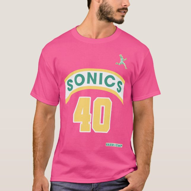 Shawn Kemp Retro Supersonics Jersey 90S Style Fan T-Shirt (Vorderseite)