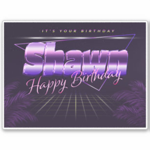 Shawn Name Vorname lila retro Sticker Geburtstag