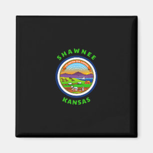 Shawnee Kansas Ks Flagge Dge Roundlet Souvenir Magnet
