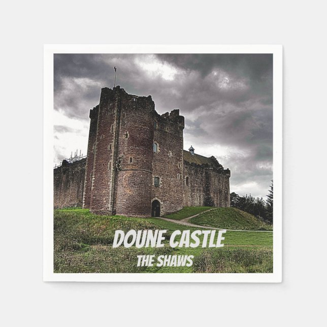Shaws' Doune Castle, Schottland, Dark Stormy Name Serviette (Vorderseite)