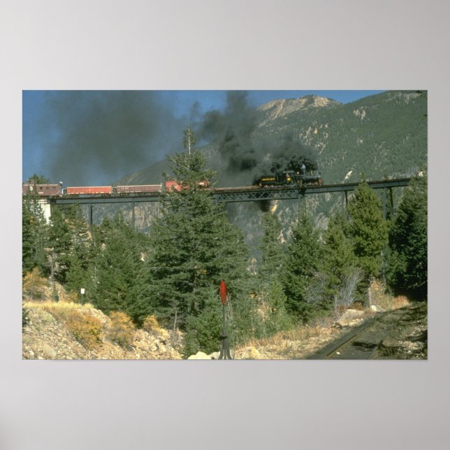 Shay locomotive Nr. 14 überquert den Treppenweg be Poster (Vorne)