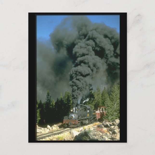 Shay Nr. 12 erpresst den Himmel auf_Dampfzügen Postkarte (Vorderseite)