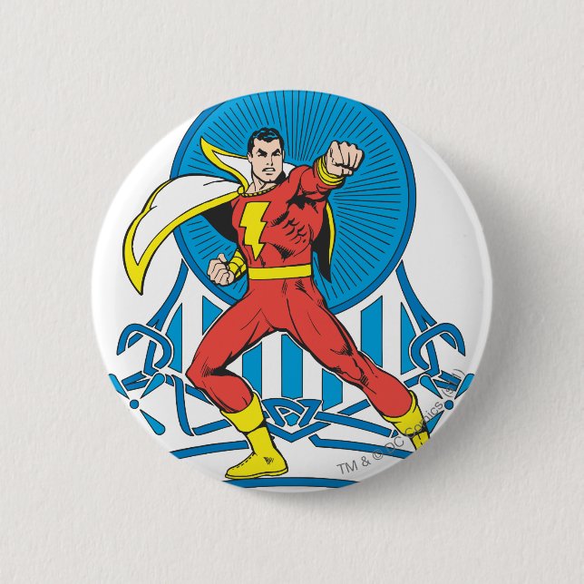 SHAZAM in Kampfstellung Button (Vorderseite)