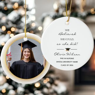 She Believed She Could Custom Photo Graduation Keramik Ornament