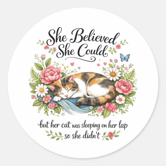 She Believed She Could |Motivational for Co-Worker Runder Aufkleber (Vorderseite)