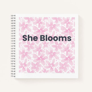 She Blooms Inspirational Floral Notebook Notizbuch