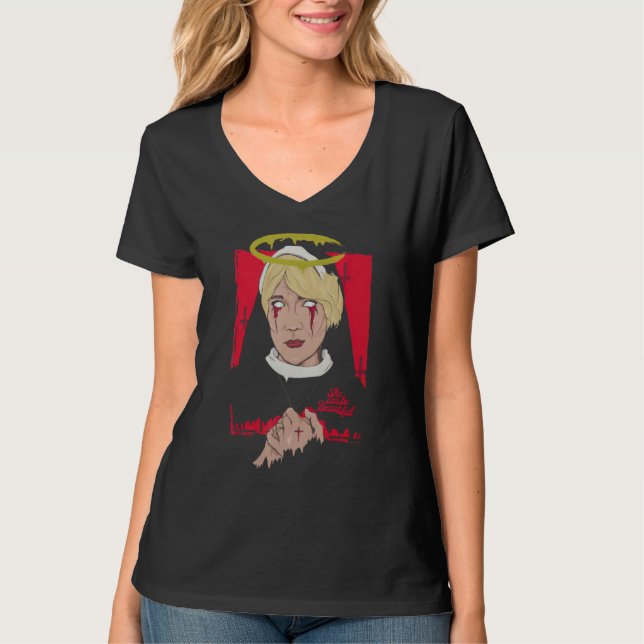 She Can Be Beautiful Nun Cry Blood T-Shirt (Vorderseite)