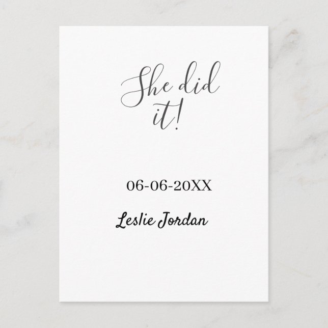 She did it graduation class of 20XX name simple  Postkarte (Vorderseite)